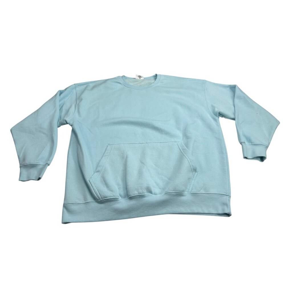 Light Blue Crewneck Sweatshirt 2XL By Homespun Kangaroo Pocket